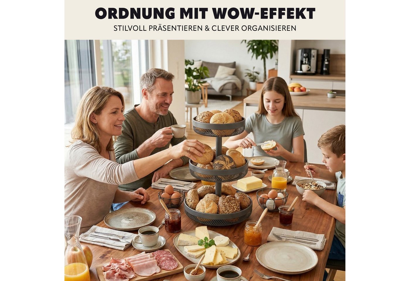 eluno Obstschale rund 3-stöckig, Ø 20 cm, 25 cm und 30 cm, Metall – Bild 5 von 5