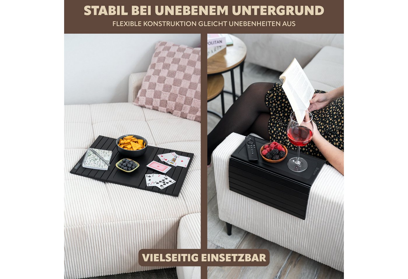 eluno Tabletttisch aus Bambus mit rutschfester Ablage – Bild 4 von 5
