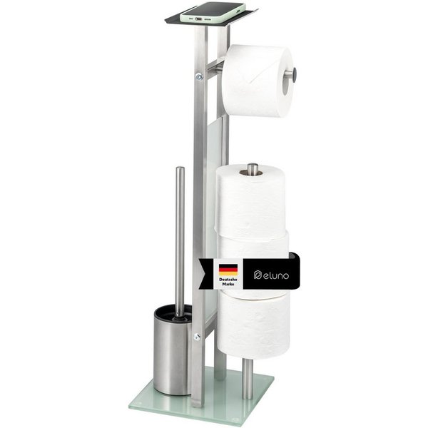 eluno WC-Garnitur freistehend, aus rostfreiem Edelstahl und satiniertem Glas