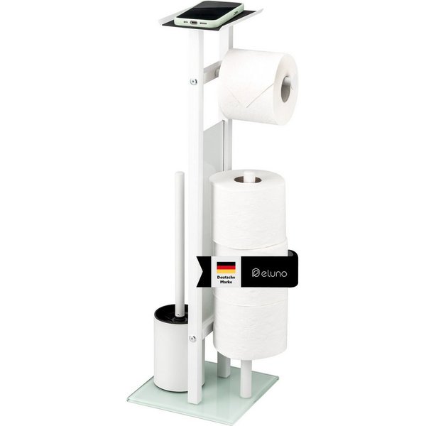 eluno WC-Garnitur freistehend, aus rostfreiem Edelstahl und satiniertem Glas
