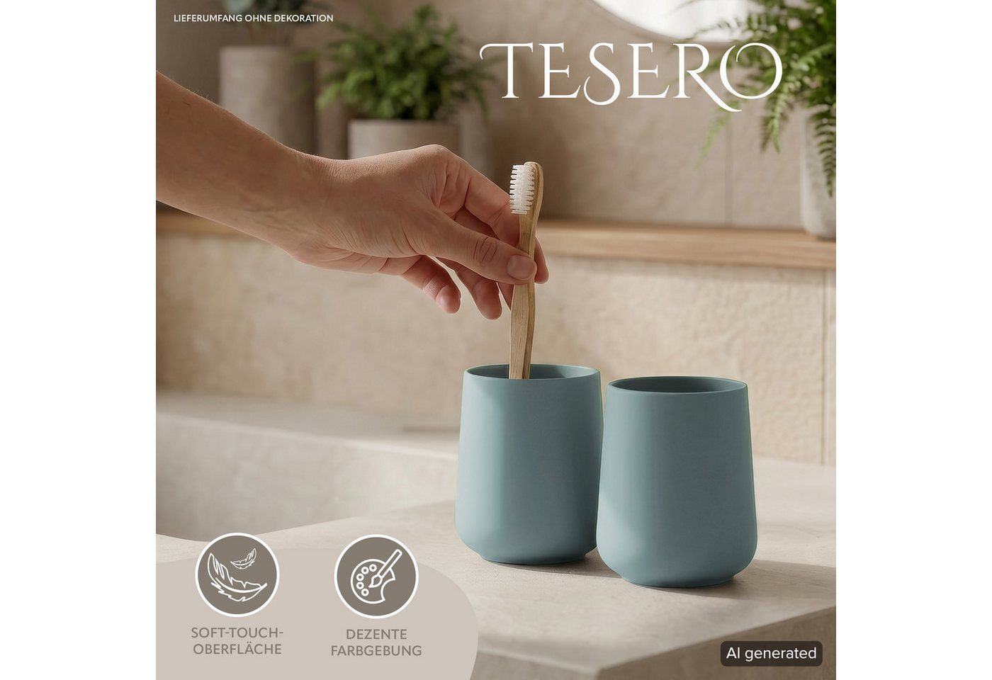 eluno Zahnputzbecher TESERO 2tlg. Soft-Touch, (2-St) – Bild 2 von 5