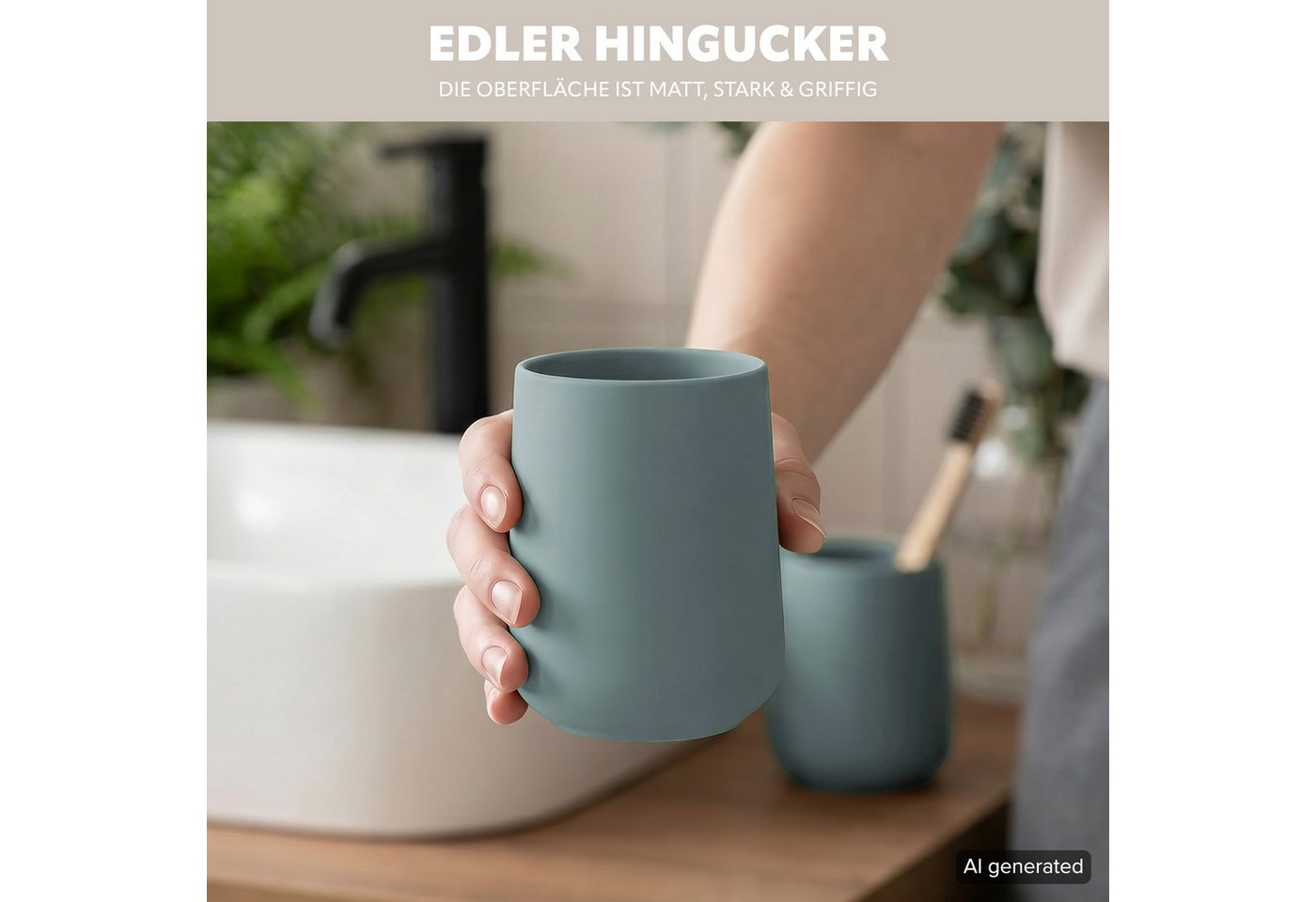 eluno Zahnputzbecher TESERO 2tlg. Soft-Touch, (2-St) – Bild 4 von 5