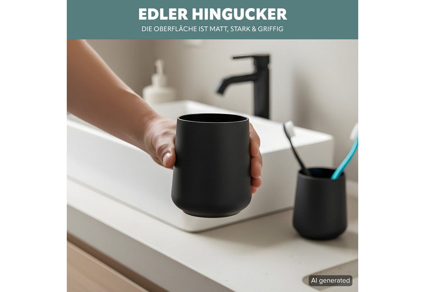 eluno Zahnputzbecher TESERO 2tlg. Soft-Touch, (2-St) – Bild 4 von 5