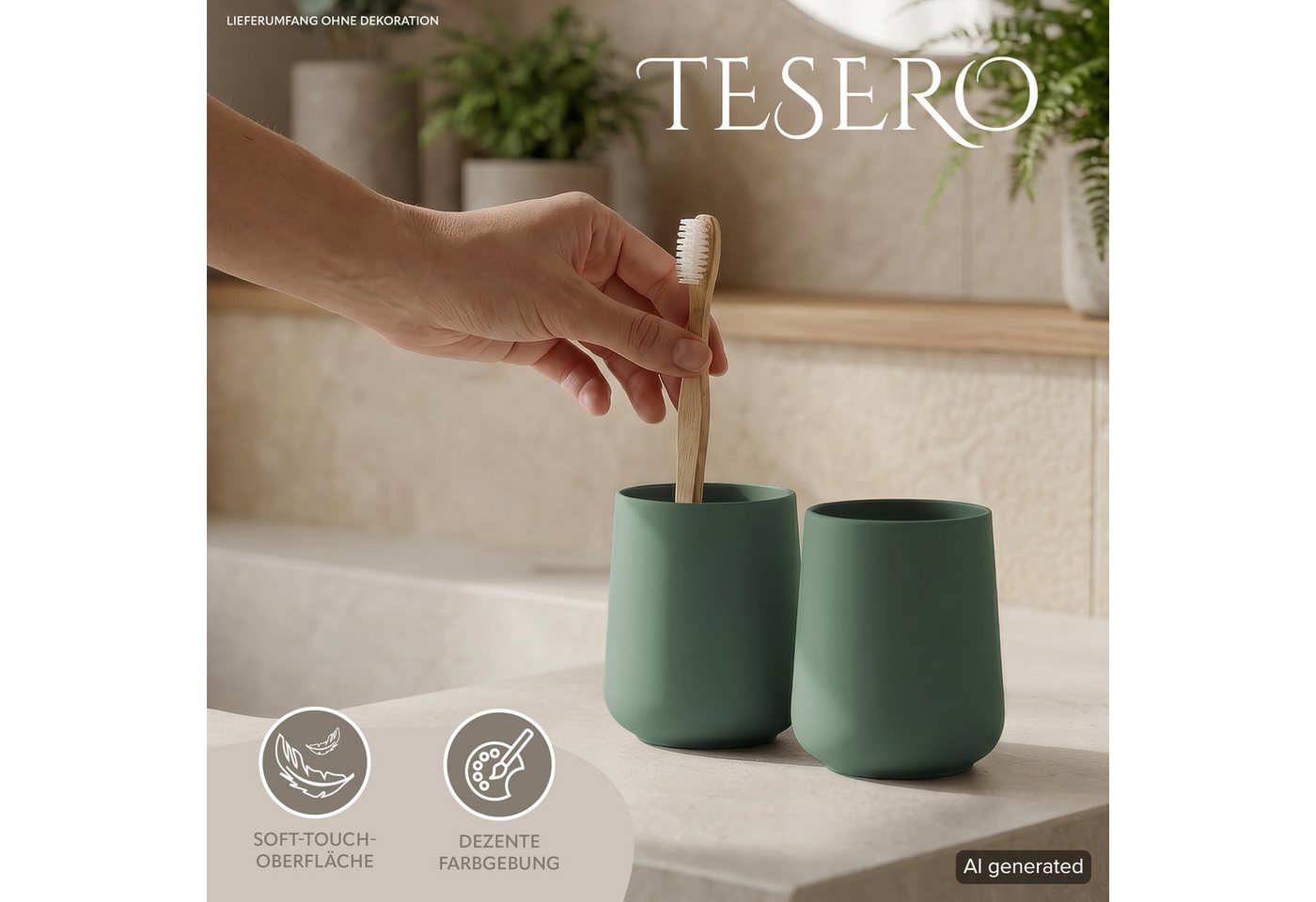 eluno Zahnputzbecher TESERO 2tlg. Soft-Touch, (2-St) – Bild 2 von 5