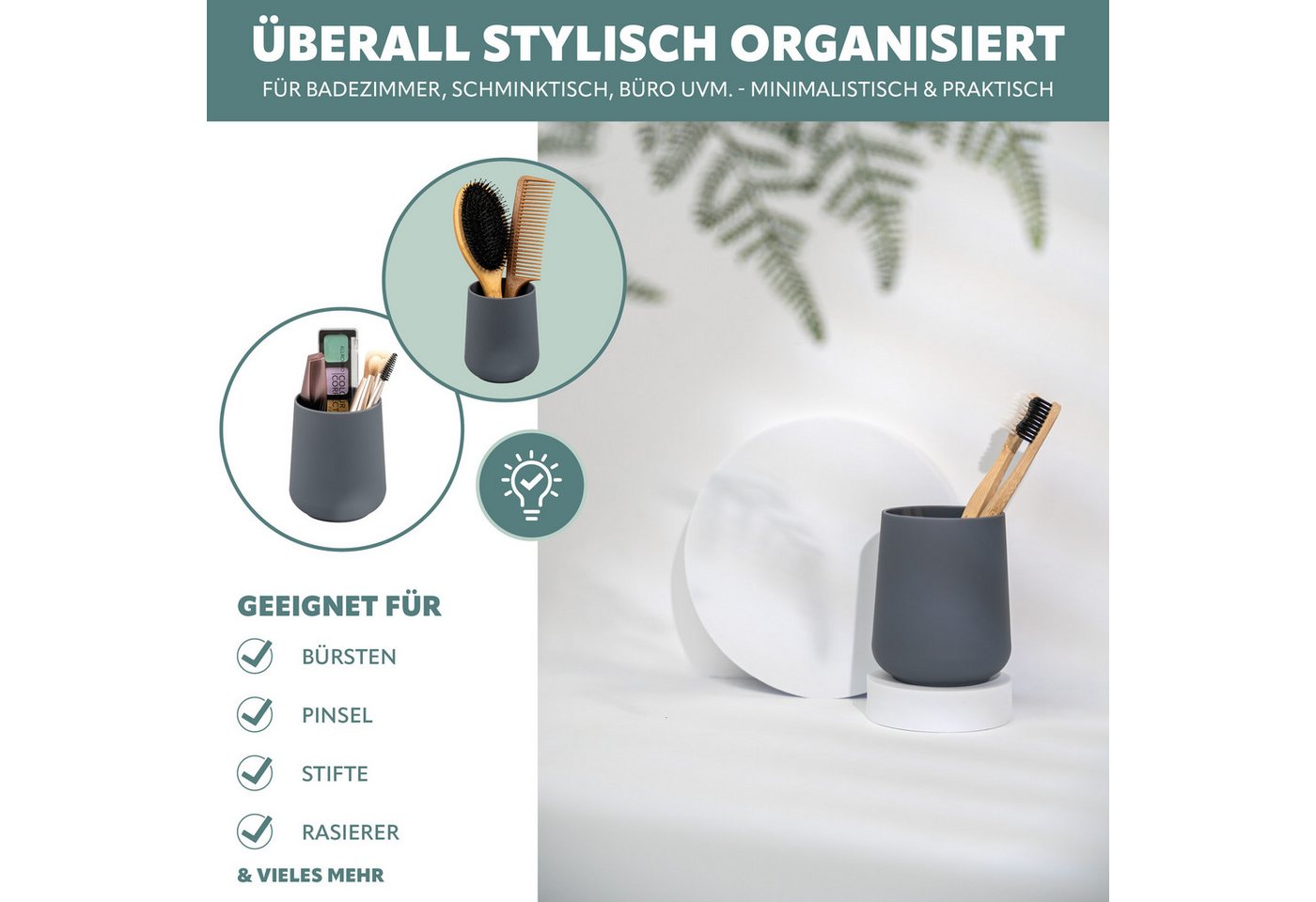 eluno Zahnputzbecher TESERO 2tlg. Soft-Touch, (2-St) – Bild 3 von 5