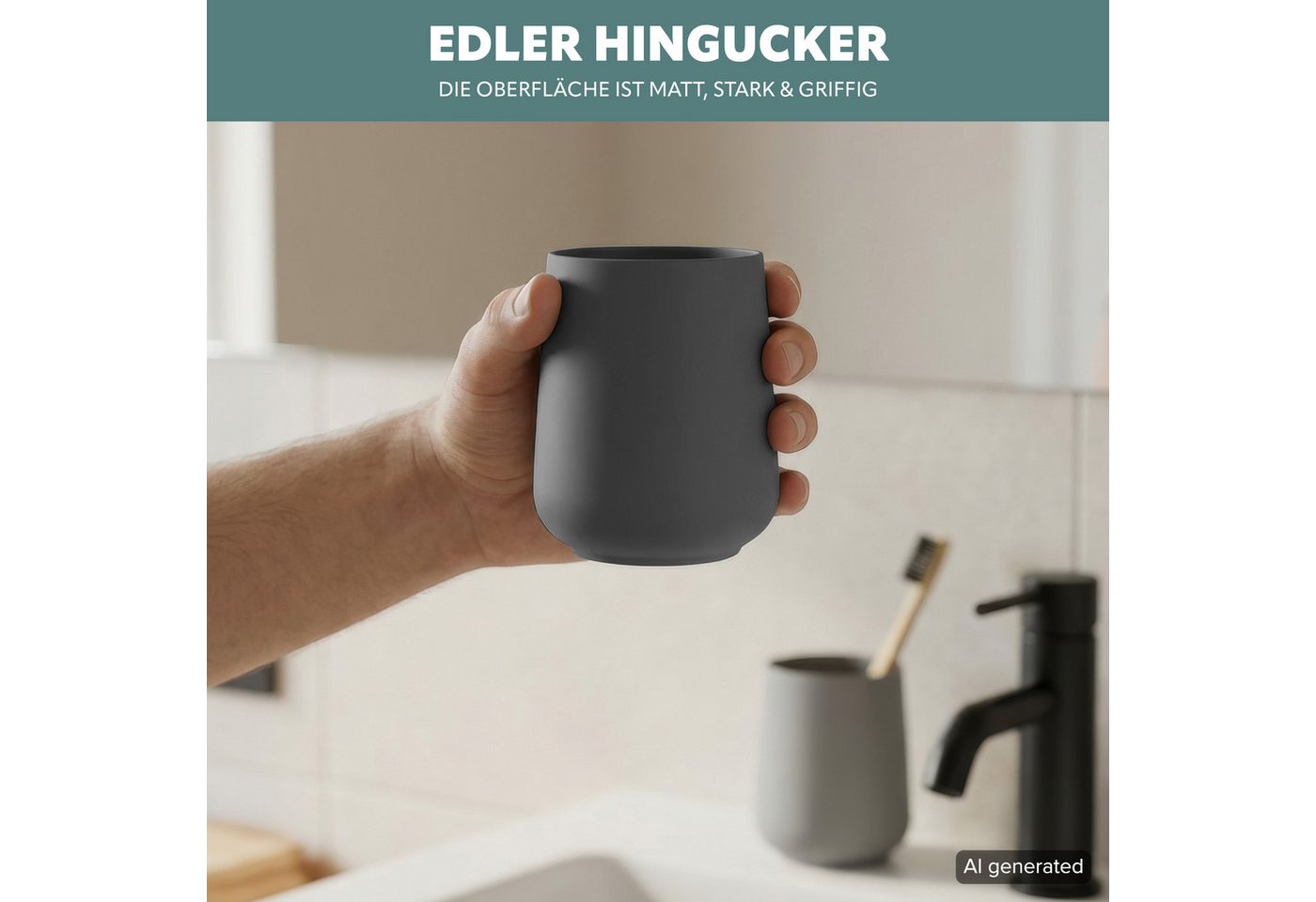 eluno Zahnputzbecher TESERO 2tlg. Soft-Touch, (2-St) – Bild 4 von 5