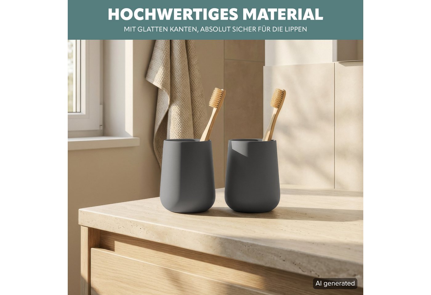 eluno Zahnputzbecher TESERO 2tlg. Soft-Touch, (2-St) – Bild 5 von 5