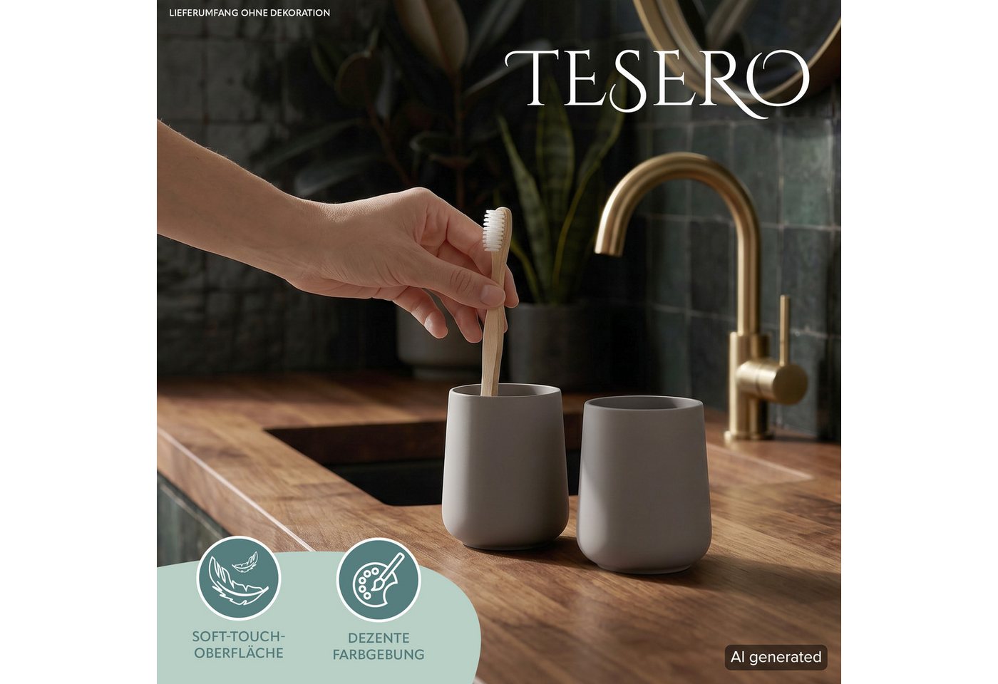 eluno Zahnputzbecher TESERO 2tlg. Soft-Touch, (2-St) – Bild 2 von 5