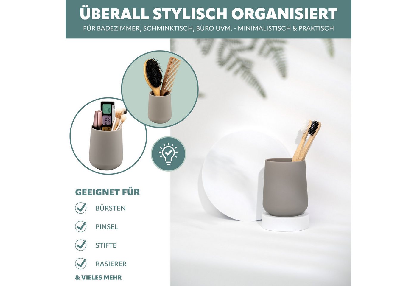 eluno Zahnputzbecher TESERO 2tlg. Soft-Touch, (2-St) – Bild 3 von 5