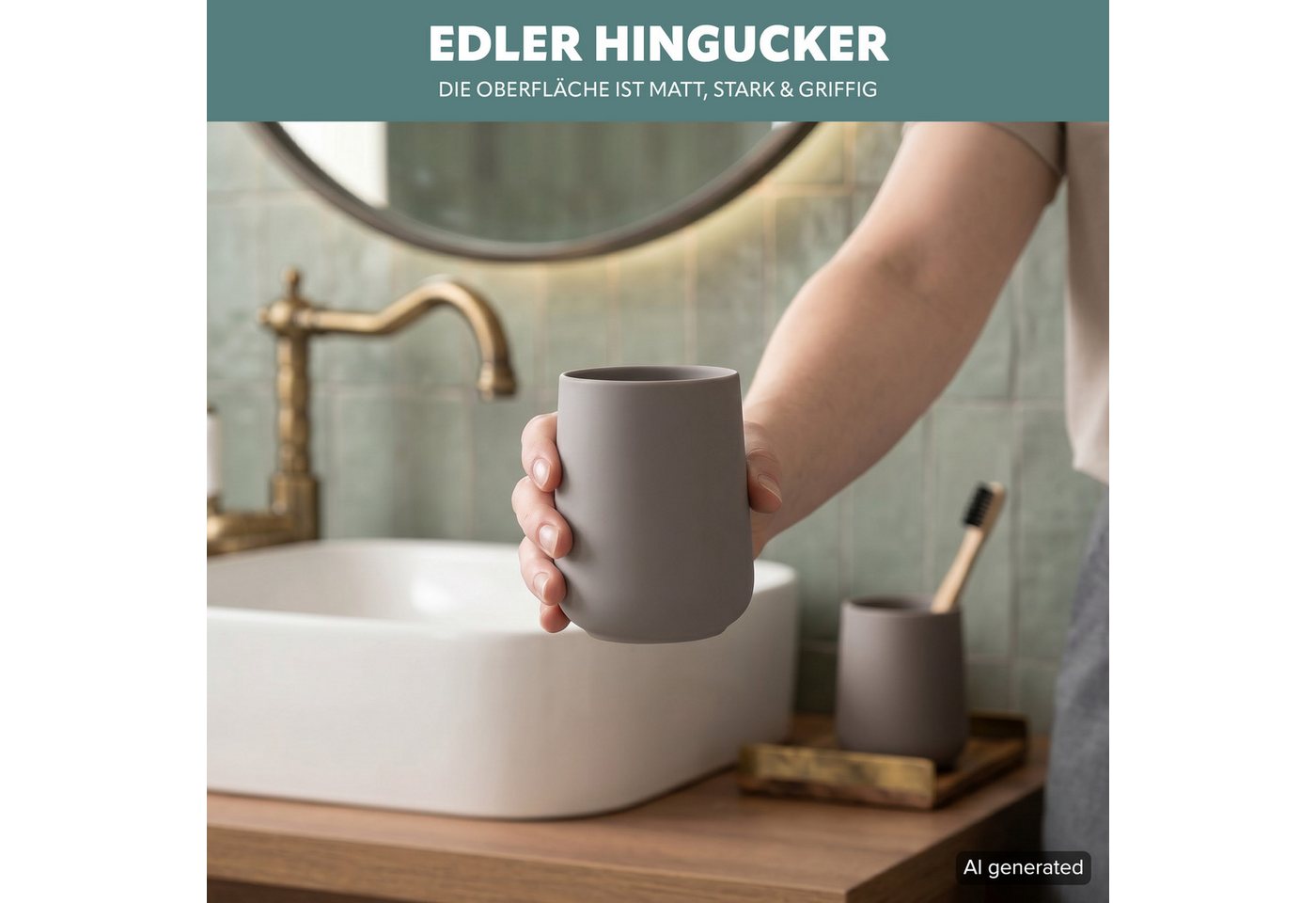 eluno Zahnputzbecher TESERO 2tlg. Soft-Touch, (2-St) – Bild 4 von 5