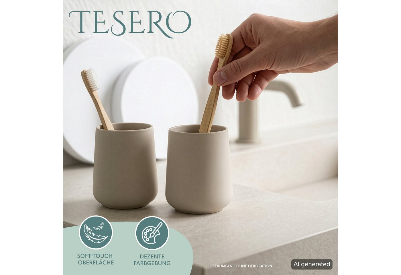 eluno Zahnputzbecher TESERO 2tlg. Soft-Touch, (2-St) – Bild 2 von 5