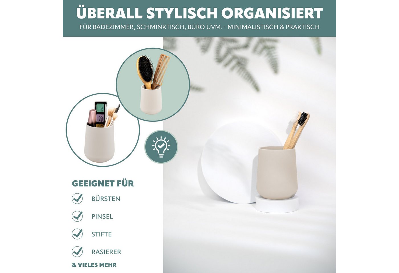 eluno Zahnputzbecher TESERO 2tlg. Soft-Touch, (2-St) – Bild 3 von 5
