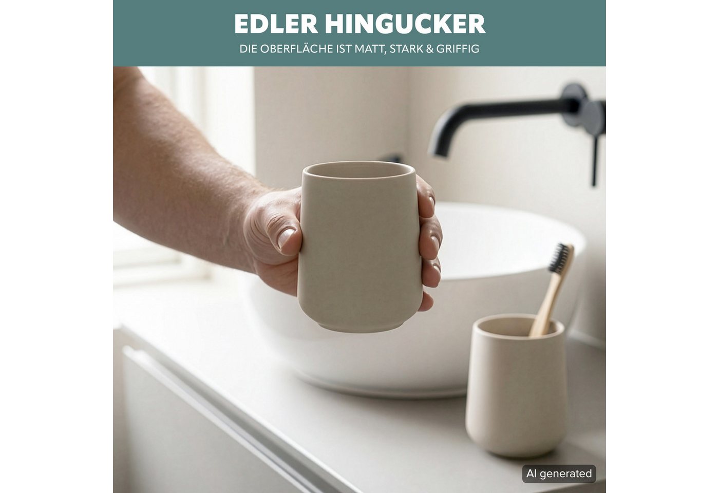 eluno Zahnputzbecher TESERO 2tlg. Soft-Touch, (2-St) – Bild 4 von 5