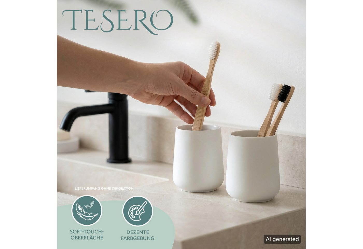 eluno Zahnputzbecher TESERO 2tlg. Soft-Touch, (2-St) – Bild 2 von 5
