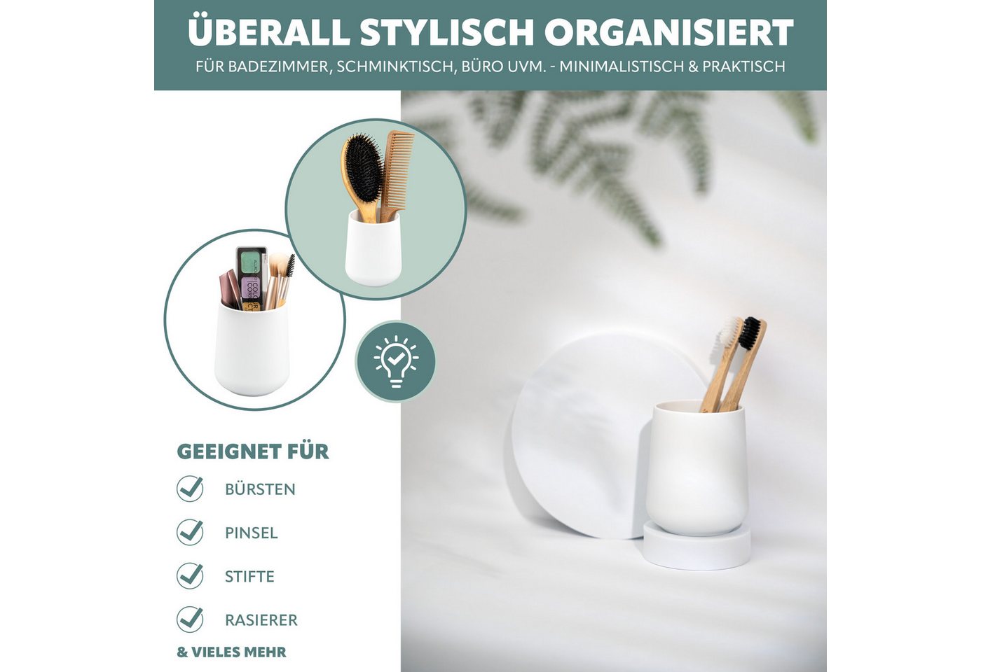eluno Zahnputzbecher TESERO 2tlg. Soft-Touch, (2-St) – Bild 3 von 5