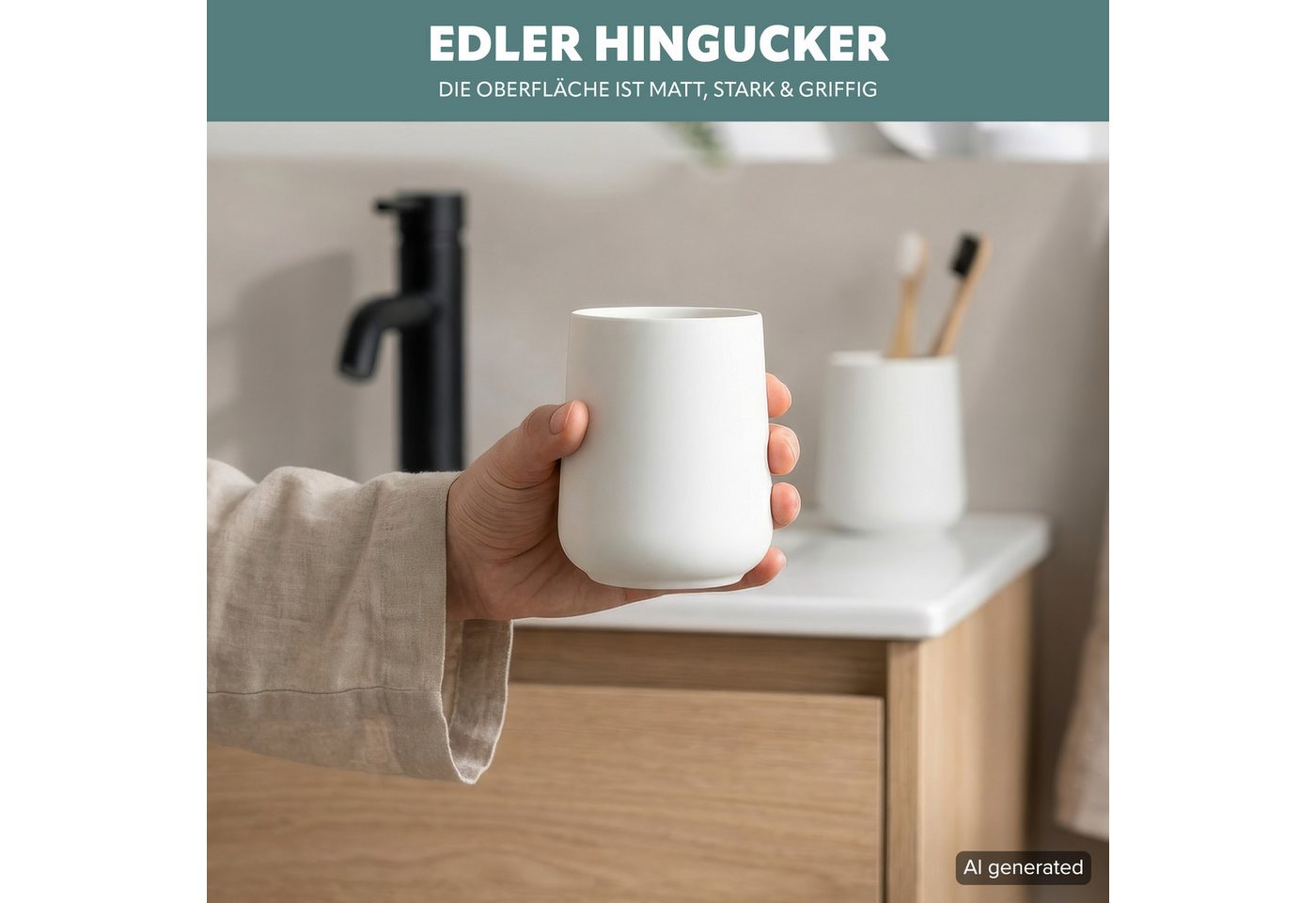 eluno Zahnputzbecher TESERO 2tlg. Soft-Touch, (2-St) – Bild 4 von 5