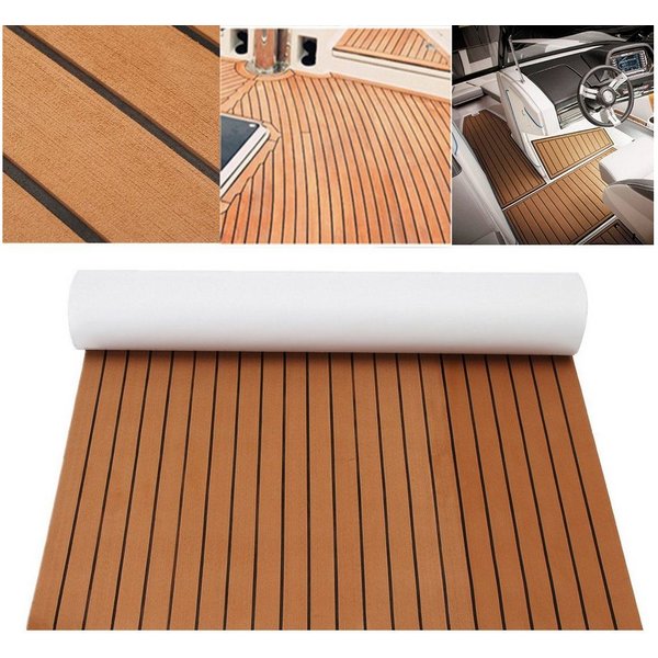 ELUTO Bodenmatte, Teak EVA Schaum Bootsboden Decke Yacht Selbstklebend 240x120x0,5cm