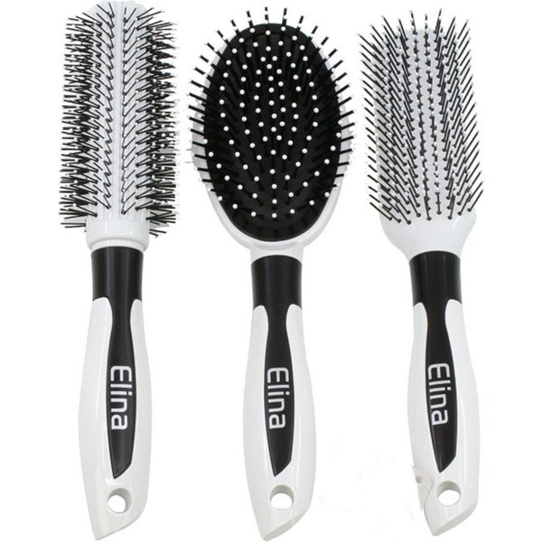 emeco Haarbürsten-Set 3er set Haarbürsten Massage 23cm 3fach Wellness Haarpflege Weiß, 3-tlg.