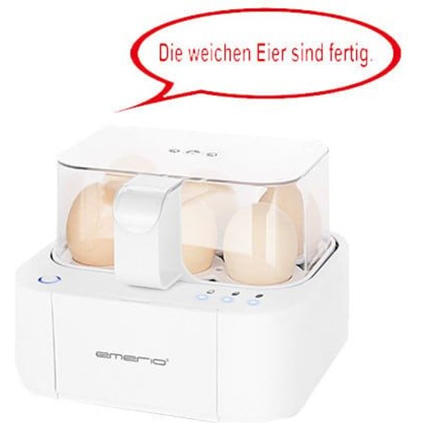 Emerio Eierkocher EB-115560.12 mit Sprachausgabe in Deutsch, Anzahl Eier: 6 St., 400 W