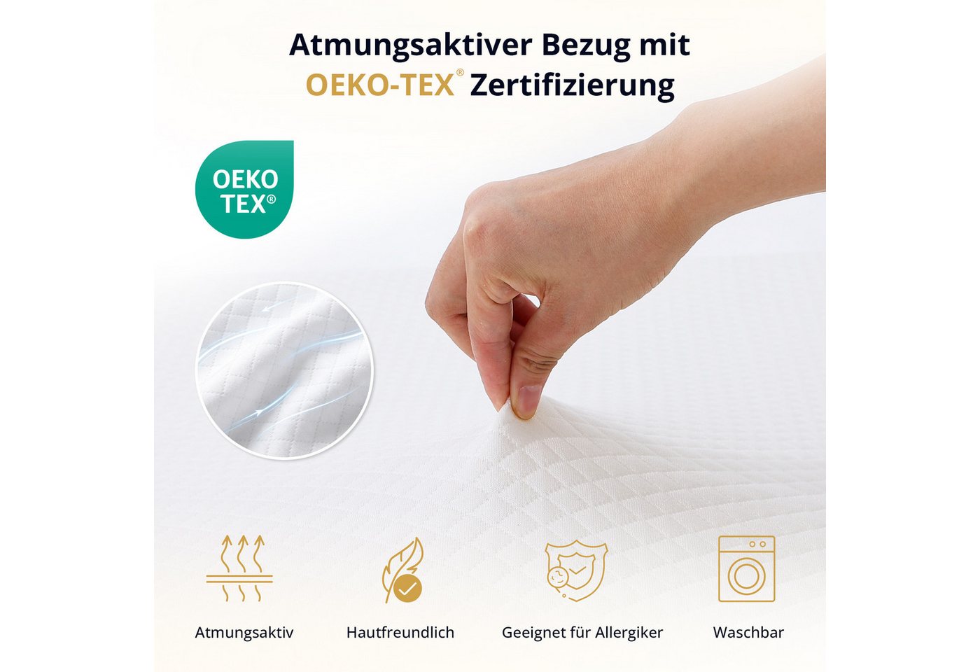 emerspring, Topper Matratzentopper Comforte, Memory-Schaum, H2 H3, 7 cm, wendbar, 7 cm hoch, 7 cm, zwei Härtegrade: H2 weich oder H3 fest – einfach wendbar – Bild 5 von 5