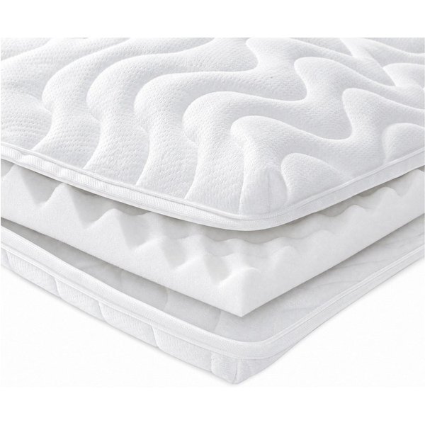 emerspring, Topper 7 cm Kaltschaum-Topper H2, 7-Zonen, Waschbarer Bezug, für Allergiker, 7 cm hoch, Ergonomischer Topper, atmungsaktiv, wendbar für alle Schlafp