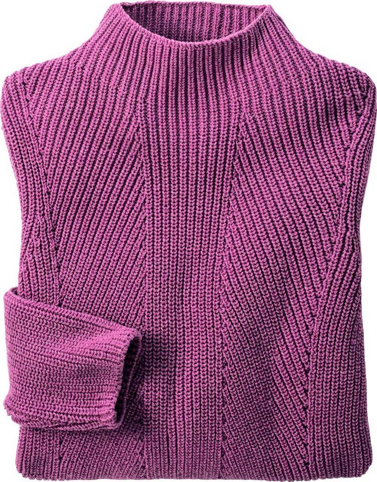 Emilia Parker Stehkragenpullover mit effektvollem Patentstrick – Bild 4 von 5
