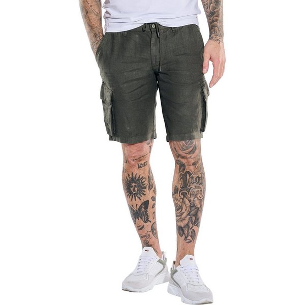 emilio adani Cargobermudas Herren Cargo-Bermuda aus 100% Leinen, Oliv