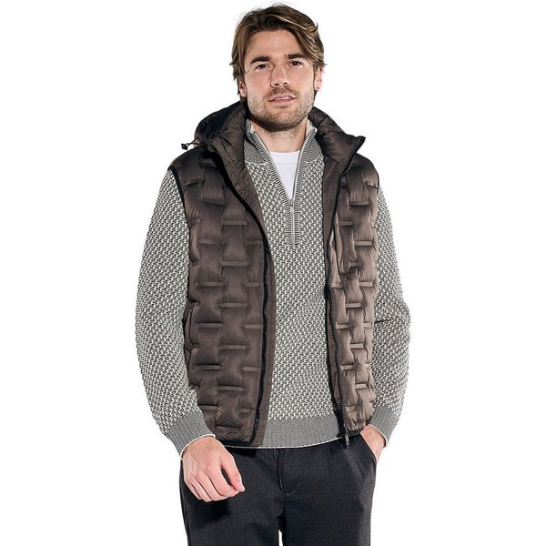 emilio adani Kurzweste Herren Steppweste mit Brusttasche, Schwarzbraun