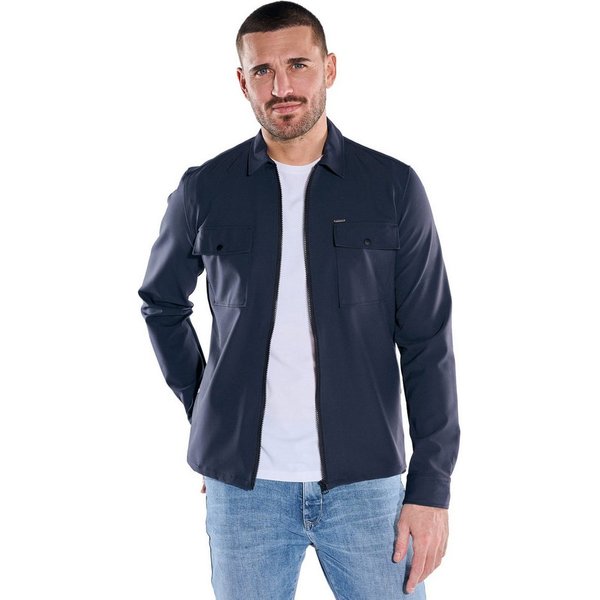emilio adani Langarmhemd Herren Overshirt aus Tech-Softshell, Marineblau