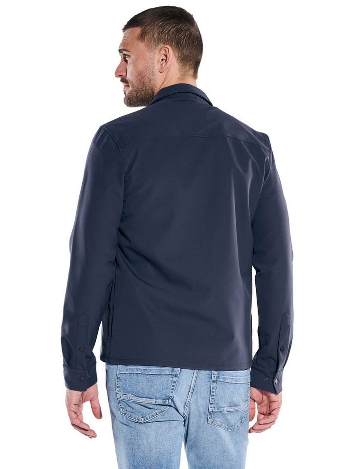 emilio adani Langarmhemd Herren Overshirt aus Tech-Softshell, Marineblau – Bild 2 von 5
