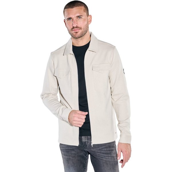 emilio adani Sweatshirt Herren Overshirt aus Sweat-Material, Beige