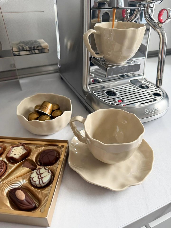 EmirtexHome Kaffeeservice Angles Kaffeetassen 6er Set I Beige (12-tlg), Porzellan – Bild 2 von 3