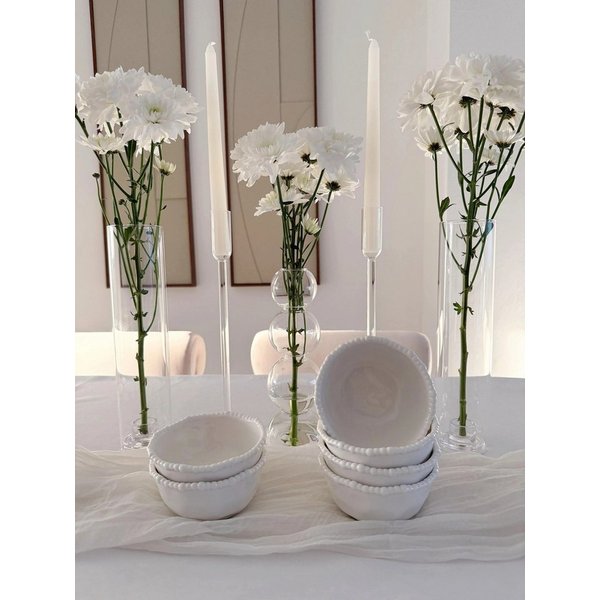 EmirtexHome Müslischale Pearly Weiss 6er Schälchen Set, Porzellan