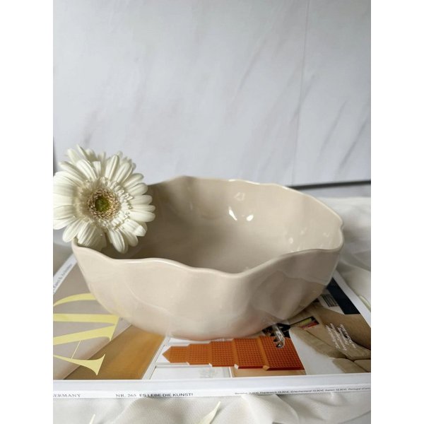 EmirtexHome Salatschüssel Angles 22cm I Beige, Porzellan