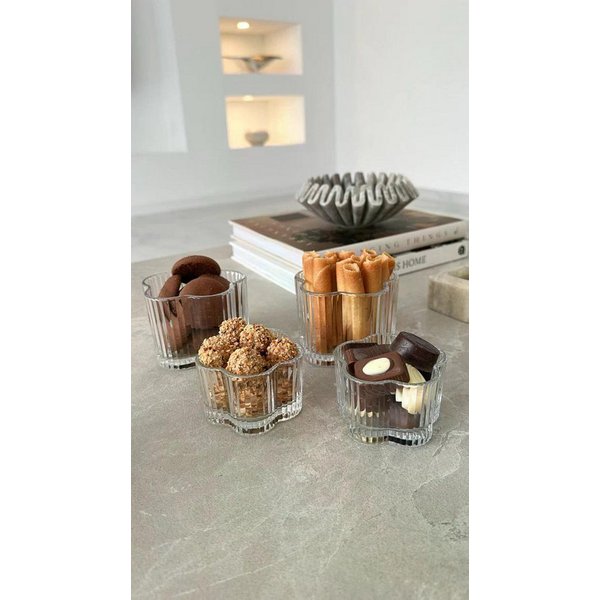 EmirtexHome Snackschale Clover Relief Schale 6er Set, Glas, (6-tlg)
