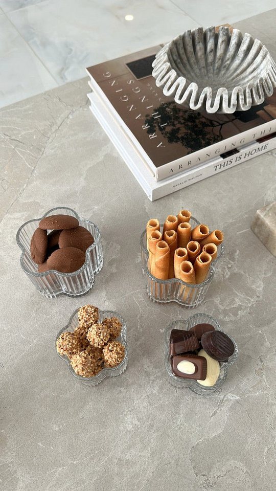 EmirtexHome Snackschale Clover Relief Schale 6er Set, Glas, (6-tlg) – Bild 2 von 2