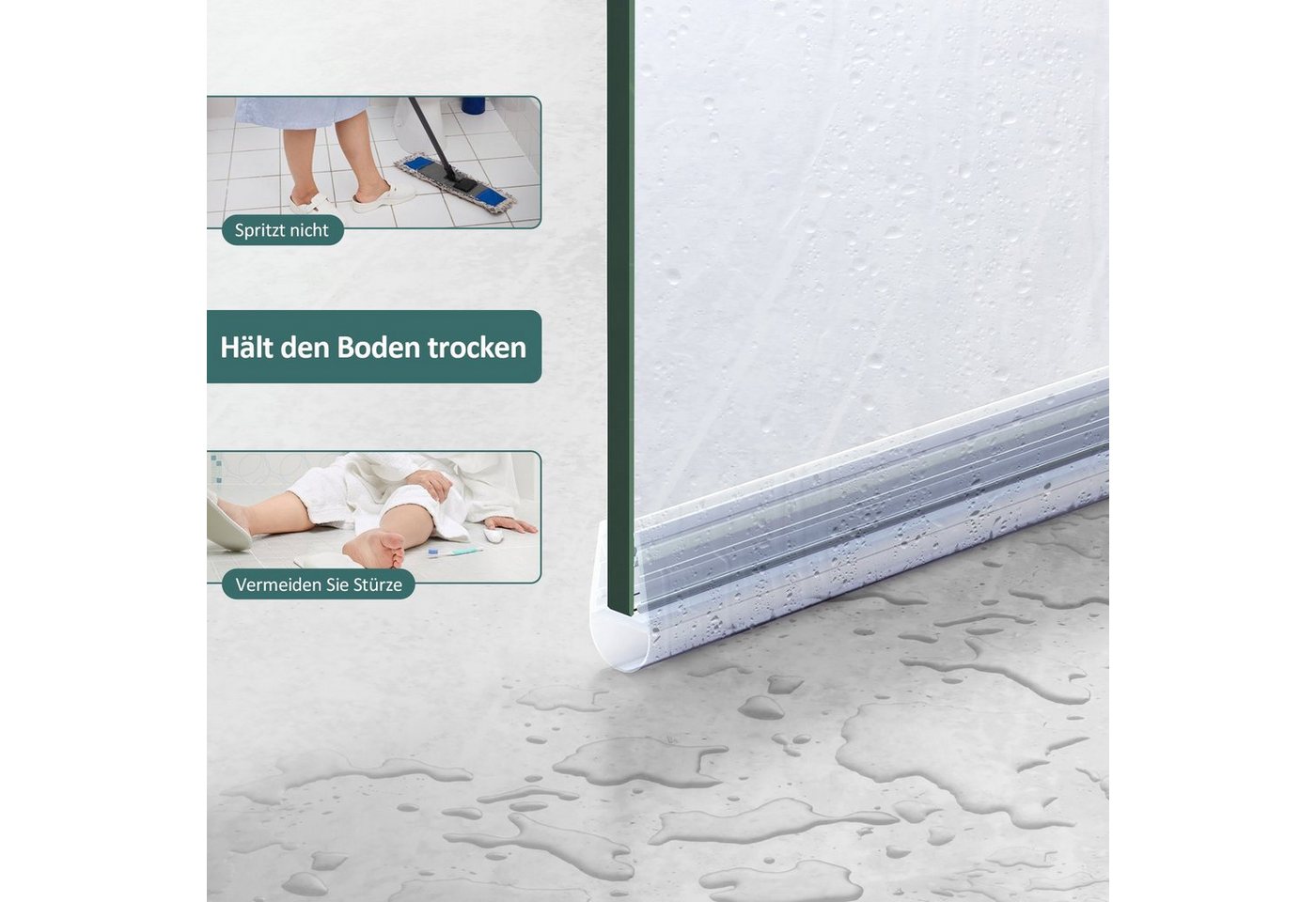 EMKE Duschdichtung Ersatzdichtung Wasserabweiser Duschdichtung, L: 60 cm, Schwallschutz Duschkabine Duschkabinenabdichtung – Bild 3 von 5