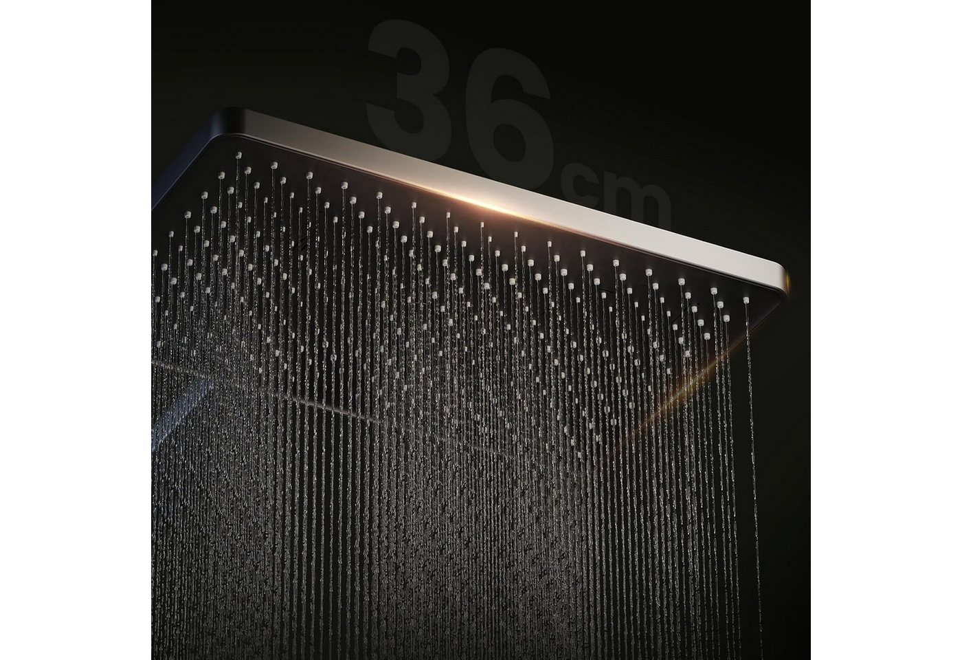 EMKE Duschsystem mit Thermostat, Regendusche mit Ablage, Anti-Kalk, Bluetooth-Steuerung, Höhe 113 cm, 4 Strahlart(en), Regendusche,Kinderdusche,Bluetooth,Anthra – Bild 3 von 5