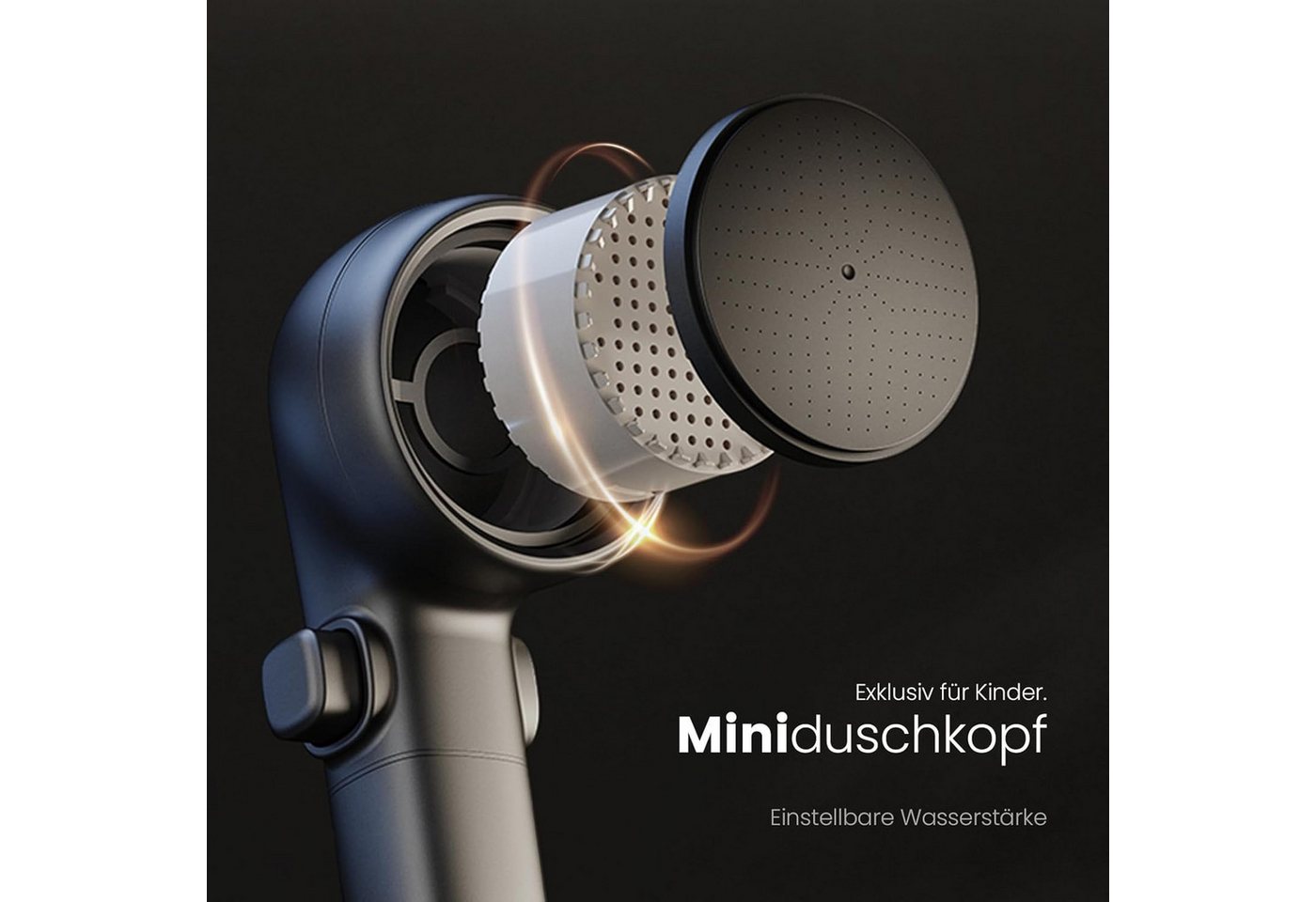 EMKE Duschsystem mit Thermostat, Regendusche mit Ablage, Anti-Kalk, Bluetooth-Steuerung, Höhe 113 cm, 4 Strahlart(en), Regendusche,Kinderdusche,Bluetooth,Anthra – Bild 5 von 5