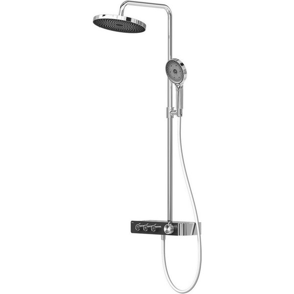 EMKE Duschsystem Thermostat Duschsystem Rund, Regendusche Set mit Duschkopf und Armatur, Höhe 131 cm, 3 Strahlart(en), Brausegarnitur Duschsäule mit 150cm Schla