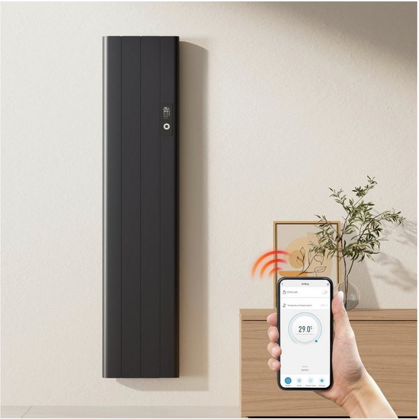 EMKE Elektro-Heizkörper Aluminium-Heizkörper mit WLAN, LCD-Display und Thermostat, GoogleHome/AlexaSprachsteuerung Timing Elektroheizung Anthrazit