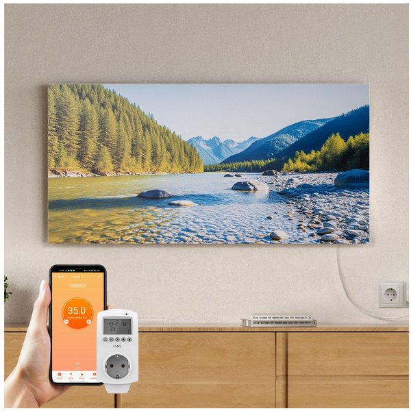 EMKE Infrarotheizung Elektroheizung, mit WLAN Smart Thermostat, App-Steuerung, 1200 W, Wandmontage, Überhitzungsschutz, Infrarot-Heizung