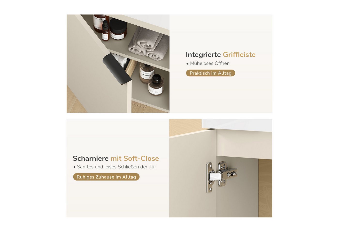 EMKE Waschtisch Waschtisch mit Unterschrank 41,7 cm klein Badmöbel für bad und wc (2-St) – Bild 3 von 5