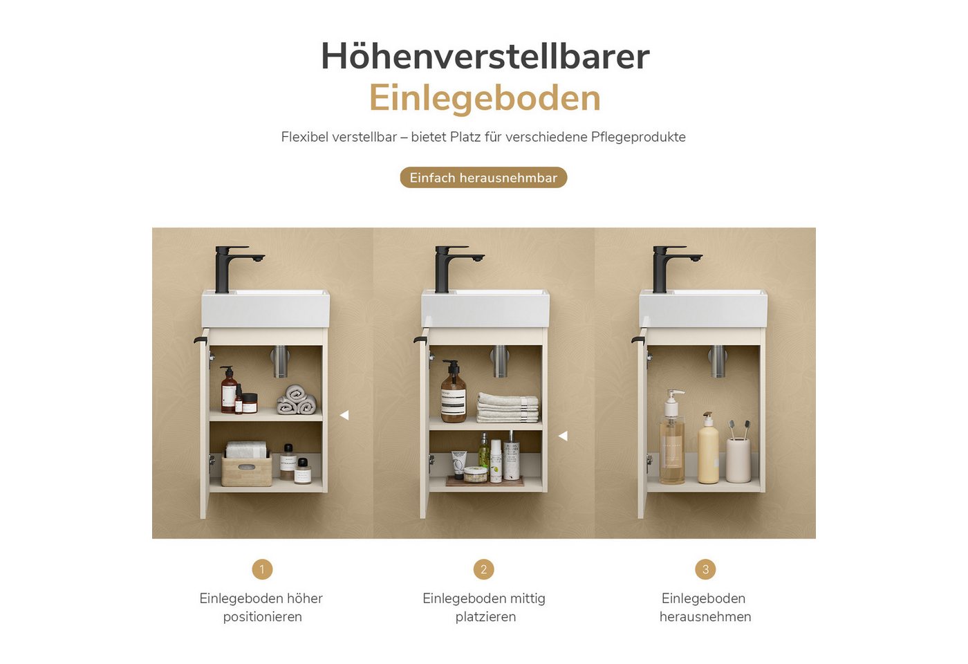 EMKE Waschtisch Waschtisch mit Unterschrank 41,7 cm klein Badmöbel für bad und wc (2-St) – Bild 4 von 5