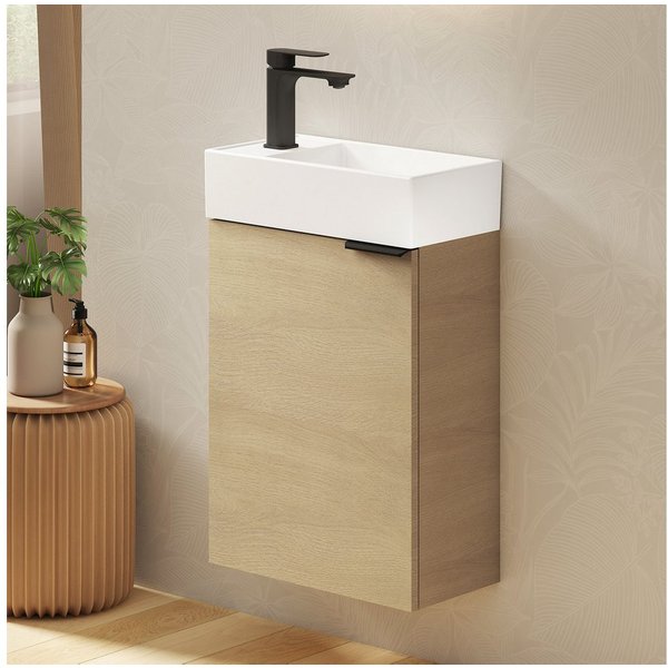 EMKE Waschtisch Waschtisch mit Unterschrank 41,7 cm klein Badmöbel für bad und wc (2-St), Waschtischunterschrank mit Waschbecken, hängend Wandmontage