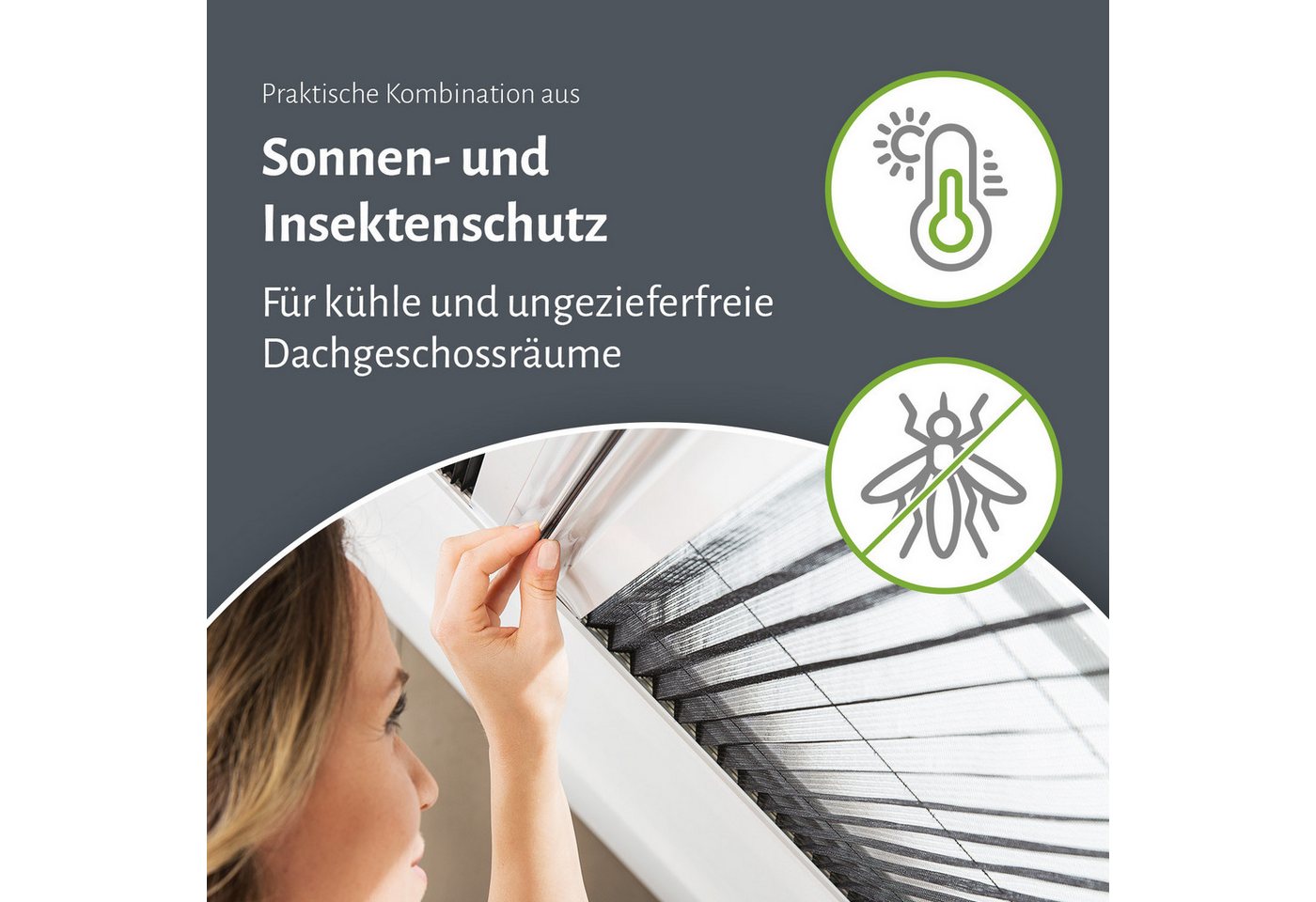 empasa Dachfensterplissee "MASTER DUO", verdunkelnd, Alu Führungsprofile, 2-in-1 Lösung Sonnen- & Insektenschutz – Bild 3 von 5