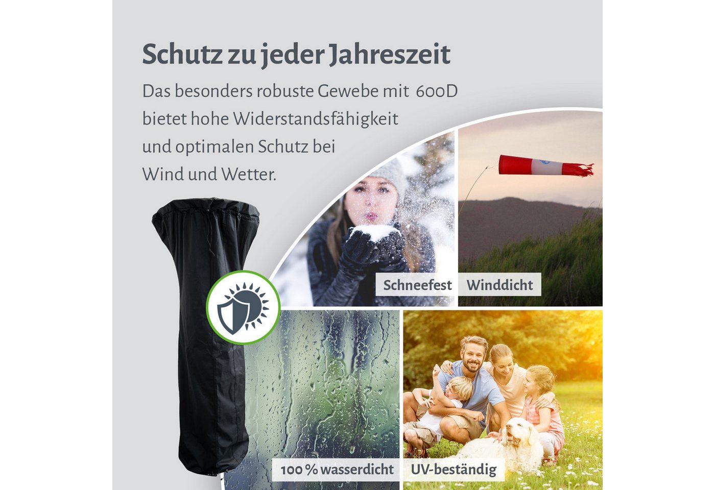 empasa Heizstrahler Universale Abdeckhaube, Schutzhülle schwarz für Heizpilz Heizstrahler, Zubehör – Bild 5 von 5