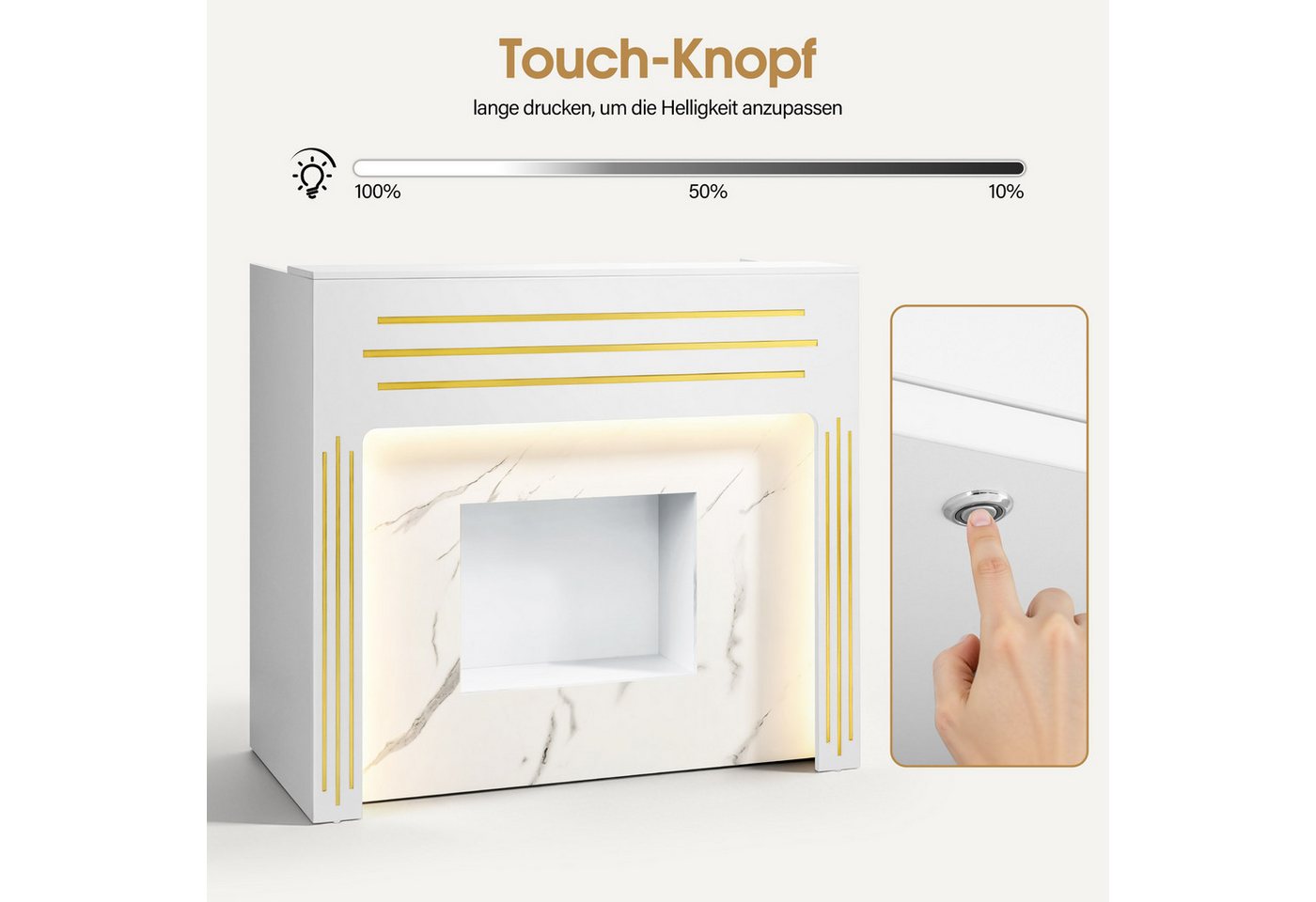 Barberpub Empfangstheke BarberPub Empfangstheke mit LED, Rezeptionstisch Weiß, R9750, mit 3 Schubladen & 2 Schränken, Abschließbar – Bild 5 von 5