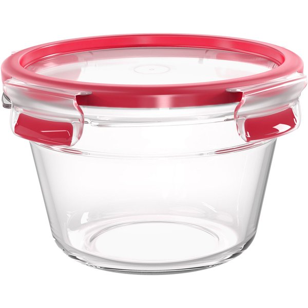 Emsa Aufbewahrungsbecher Clip & Close Glas, Glas, Polyprophylen (PP), (2-tlg), 0,9 Liter, rund, Stapelkante, backofengeeignet, auslaufsicher