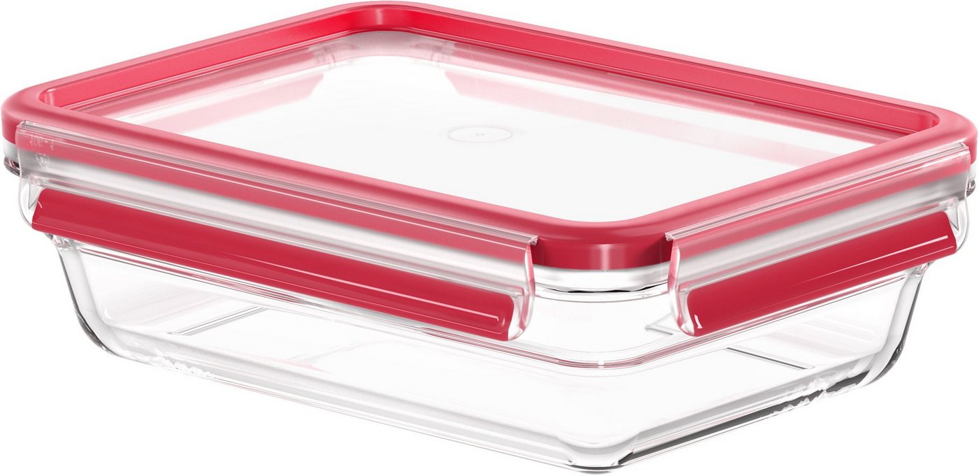 Emsa Frischhaltedose Clip & Close Glas Set, rechteckig, 100 % dichte Aufbewahrungsboxen, Glas, (Set, 4-tlg., 4 Dosen mit Deckel), spülmaschinen-, gefrier-, back – Bild 2 von 5